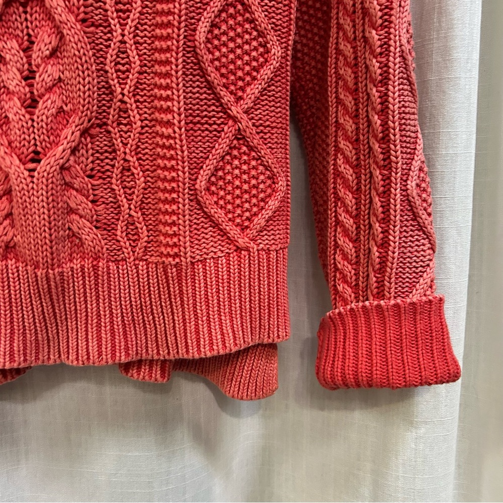 Anthropologie PILCRO JONI CABLE-KNIT SWEATER Coral size small - Picture 6 of 15